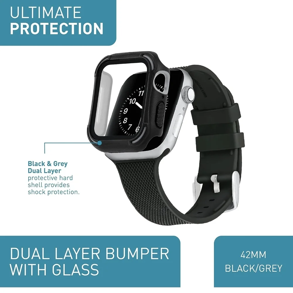 WITHit Protective Glass Cover with Integrated Bumper, Compatible with Apple Wat